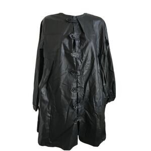 EUC Stella and Lori Women's Black Button Down Faux Leather Jacket Size Medium